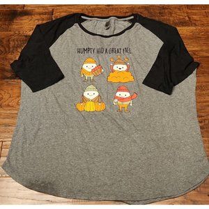 Instant Messaging Humpty Pumpkin Baseball Style Fall Halloween T-shirt (3X) NWOT